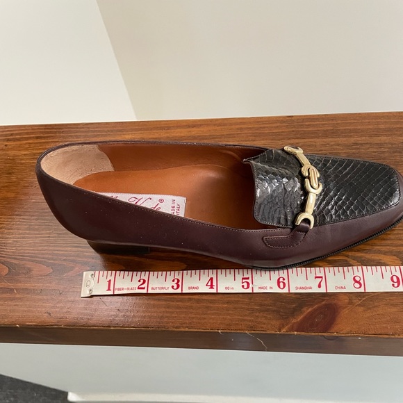 Brown and snakeskin Italian loafers 6 1/2 - Picture 11 of 13